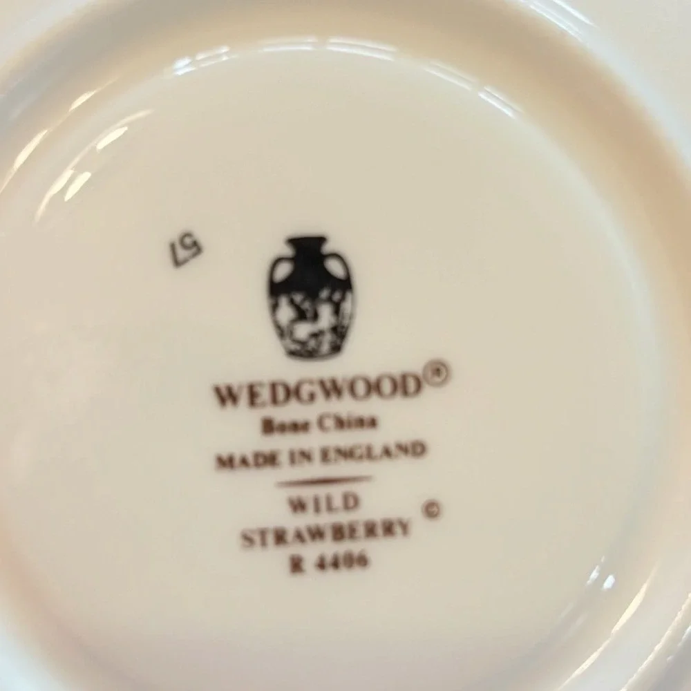 Wedgwood Wild Strawberry Teacup and Saucer Set Bone China R4406 Made in England